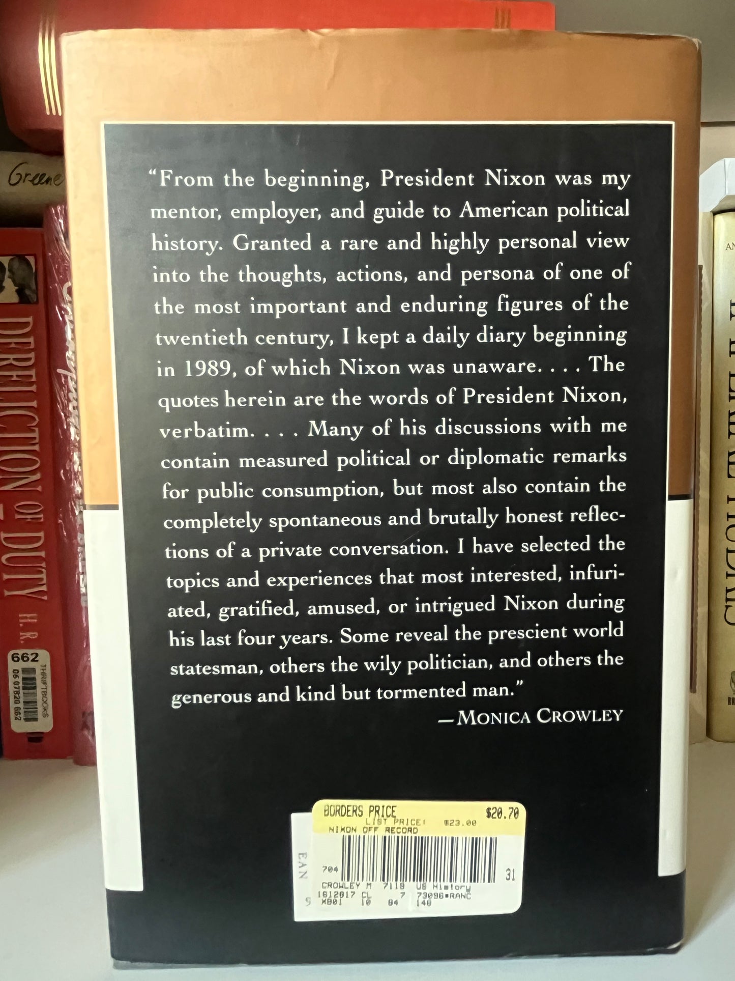 Nixon Off the Record : His Candid Commentary on People and Politics